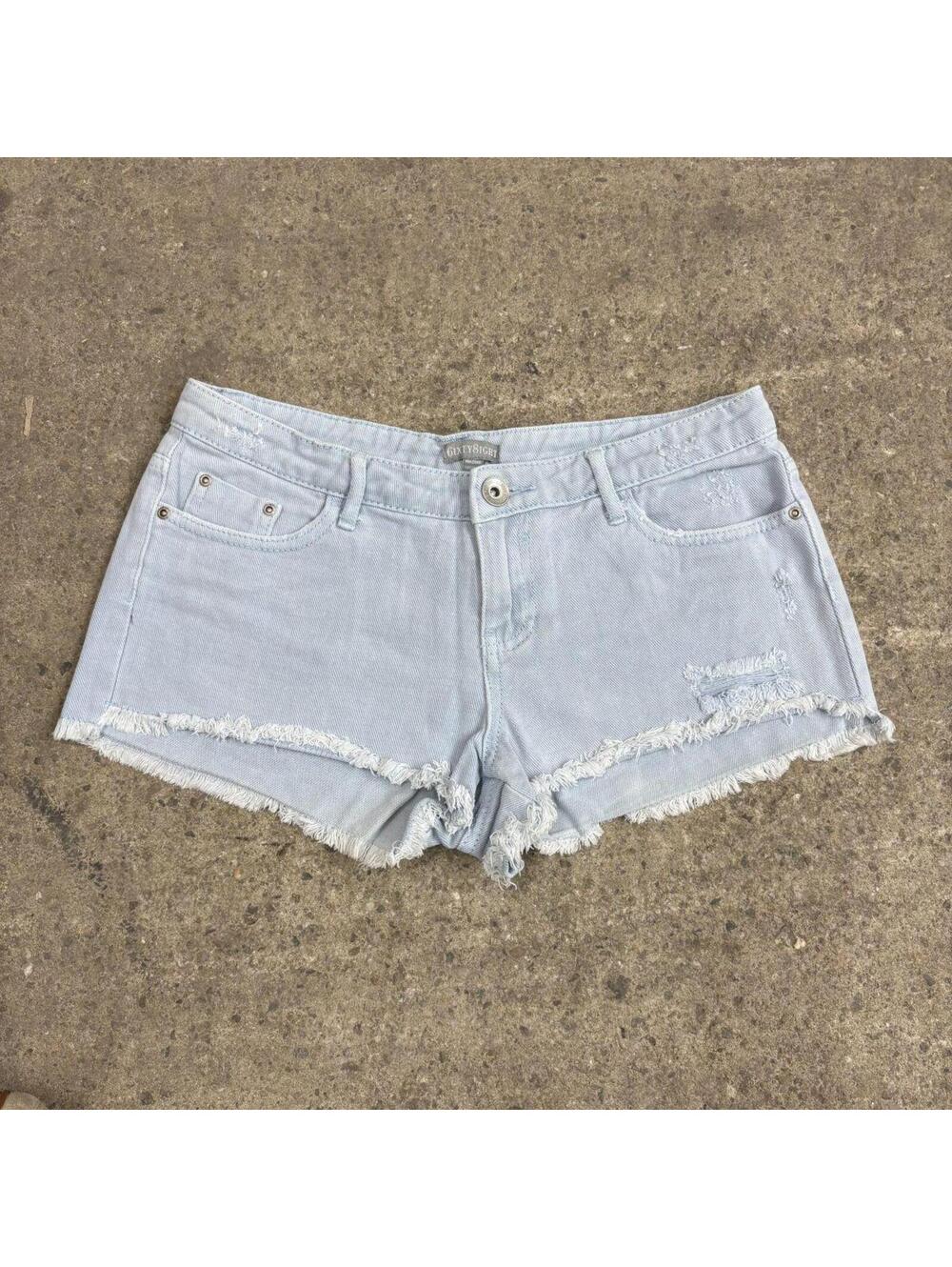 Vintage Y2K Low Rise Denim Micro Shorts Light Wash Cotton
